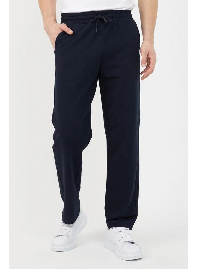 mmetalic Navy Regular Fit Hooded Sweatshirt with Pockets and Straight-Leg Men’s Tracksuit