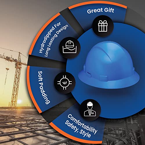 Acerpal Updated Full Brim Hard Hat, Blue, Padded, OSHA Construction Safety Approved Hardhats, Hard Hats for Men, Cascos De Construccion Helmet. - Image 4
