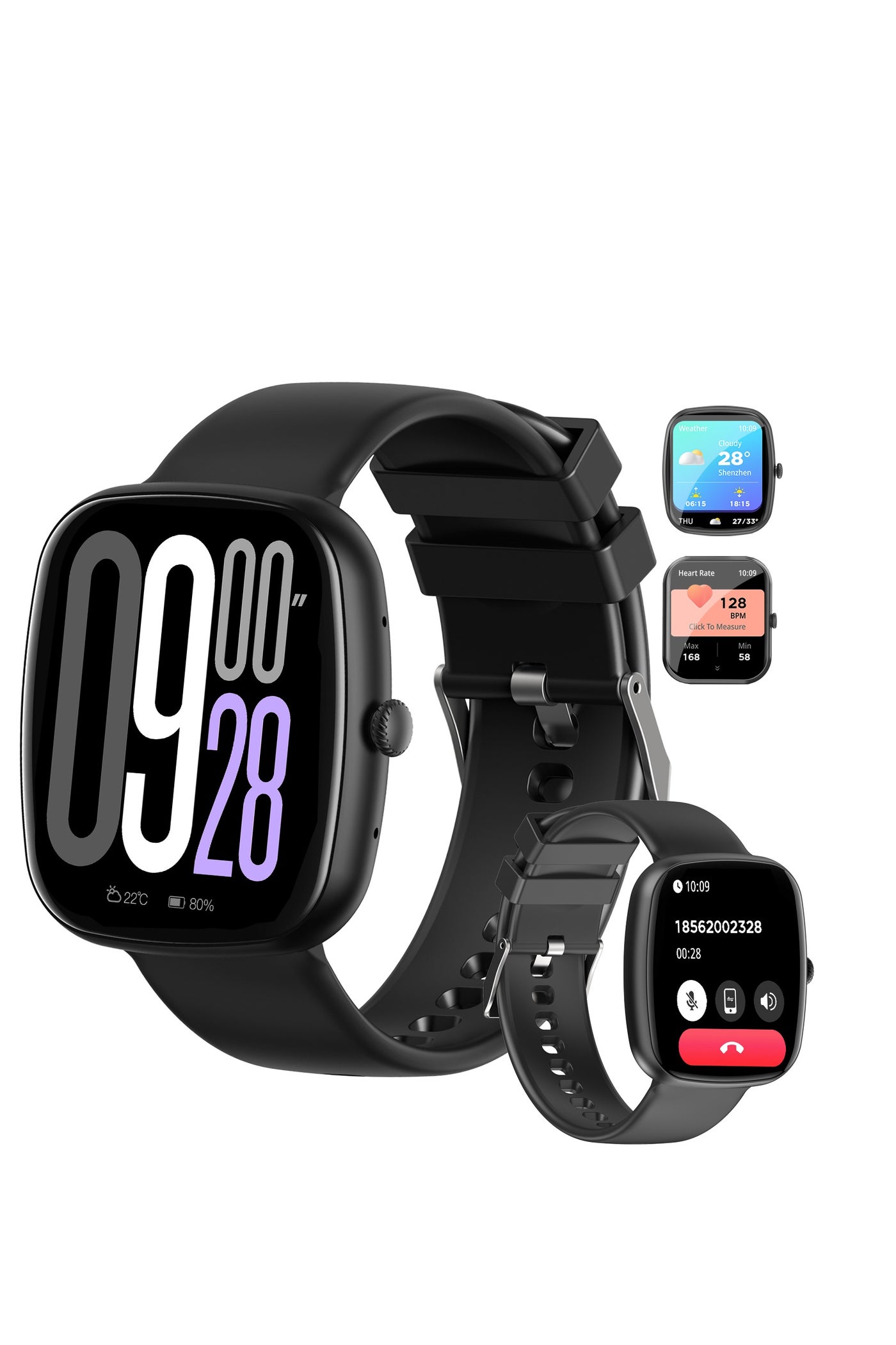 PEJE Smart Watch for Men - 1.83" Display, Prayer Alerts & Arabic Support, Bluetooth Calls, IP68 Waterproof, SpO2/HR/Sleep Monitor, 123+ Sports Modes, 7-Day Battery, iOS/Android Compatible (Black)