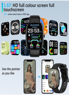 PEJE PEJE Smart Watch for Men - 1.83" Display, Prayer Alerts & Arabic Support, Bluetooth Calls, IP68 Waterproof, SpO2/HR/Sleep Monitor, 123+ Sports Modes, 7-Day Battery, iOS/Android Compatible  (Black)  - Image 3