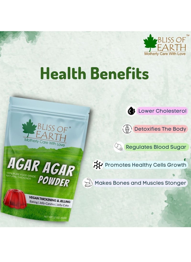 BLISS OF EARTH Bacteriological Grade Agar Agar Powder, 100% Food Grade Natural Thickener, Vegan China Grass, Gluten Free & Gelatin Substitute For Baking, Jelly & Candies, 53gm  - Image 3