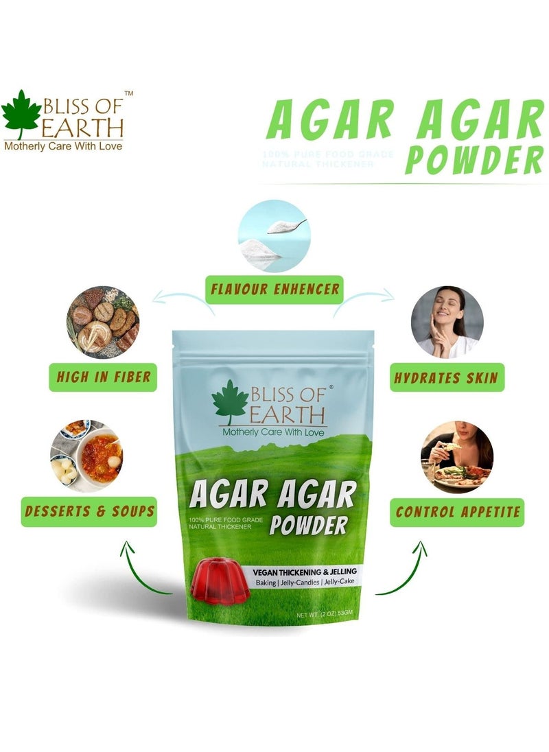 BLISS OF EARTH Bacteriological Grade Agar Agar Powder, 100% Food Grade Natural Thickener, Vegan China Grass, Gluten Free & Gelatin Substitute For Baking, Jelly & Candies, 53gm  - Image 2