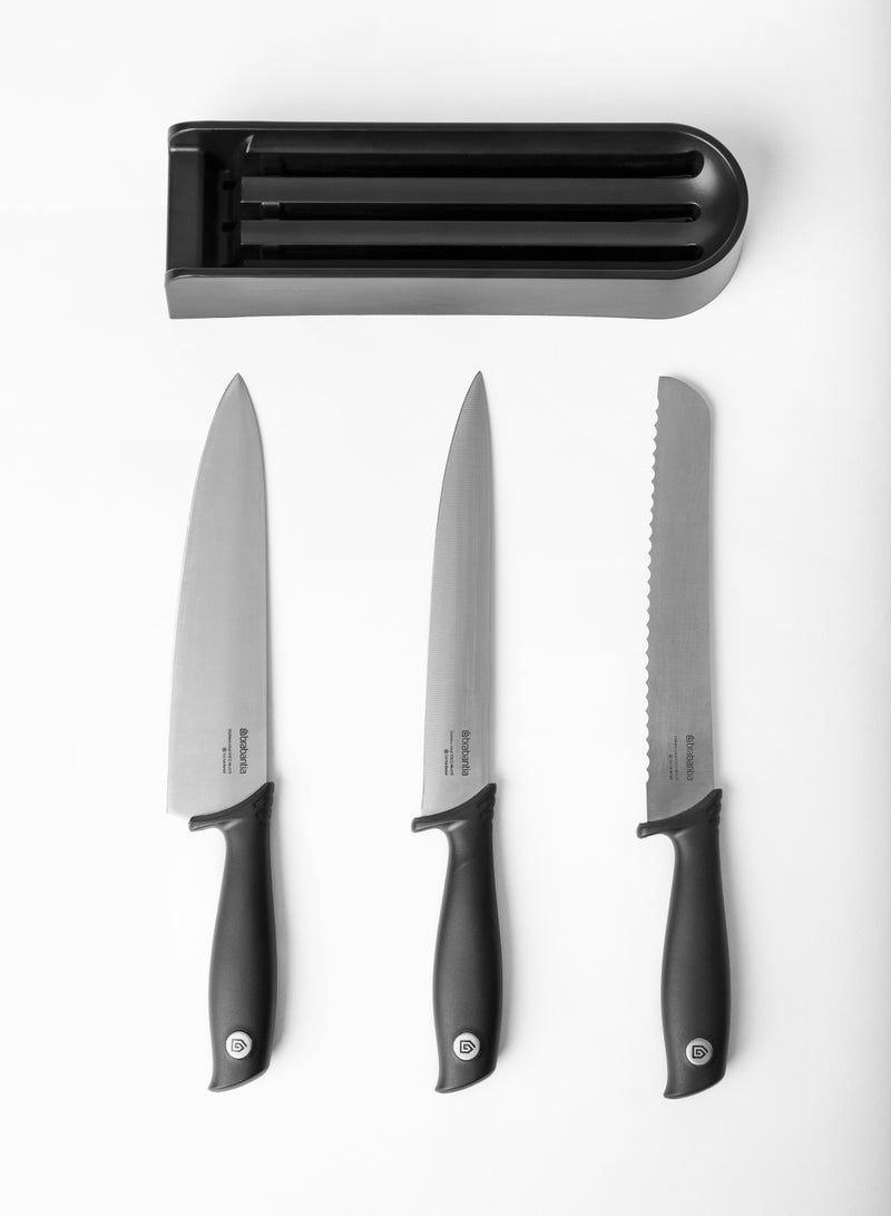 brabantia Knife Block and 3 Knives Black 35.5x6.3x9 cm - Image 2