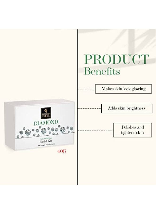 Good Vibes Diamond Skin Polishing Facial Kit 4 Step Skin Care Includes Cleanser Scrub Cream and Pack 10 g each Cruelty Free  - Image 4
