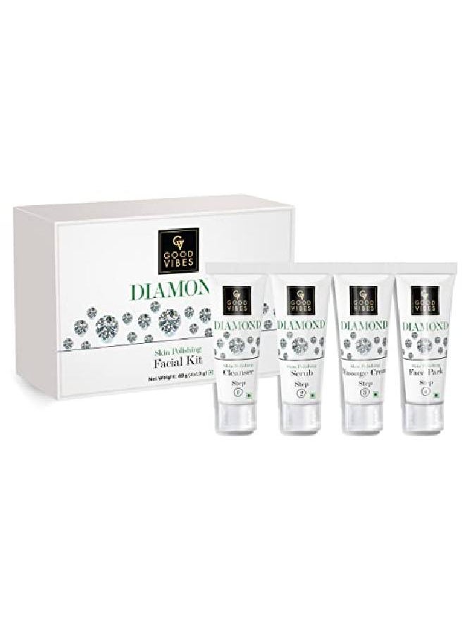 Good Vibes Diamond Skin Polishing Facial Kit 4 Step Skin Care Includes Cleanser Scrub Cream and Pack 10 g each Cruelty Free  - Image 2