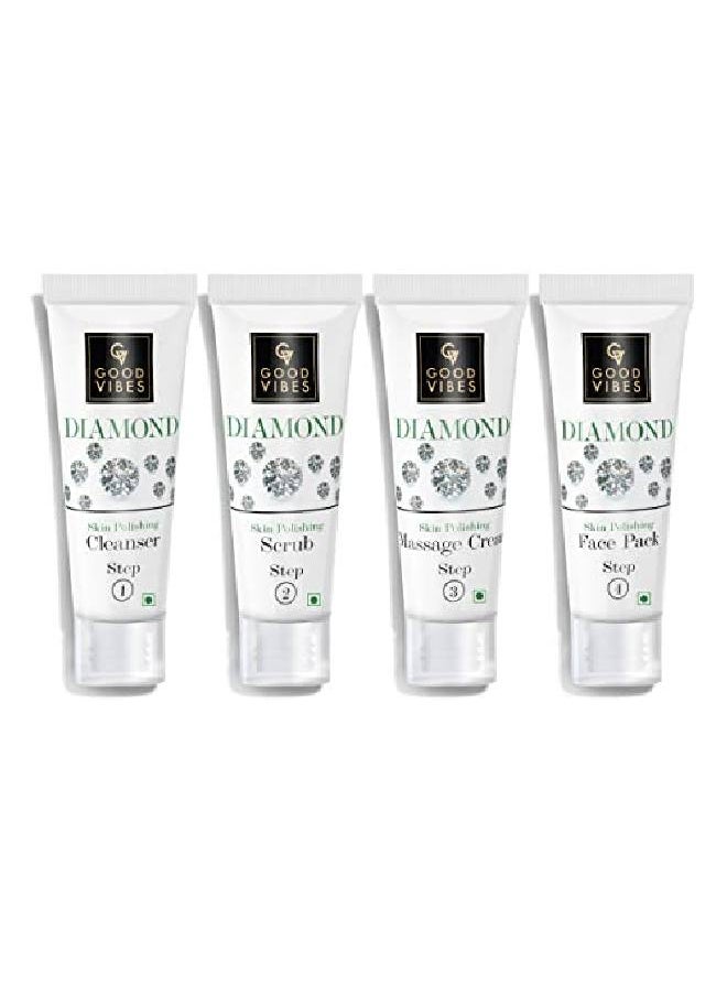 Good Vibes Diamond Skin Polishing Facial Kit 4 Step Skin Care Includes Cleanser Scrub Cream and Pack 10 g each Cruelty Free  - Image 3