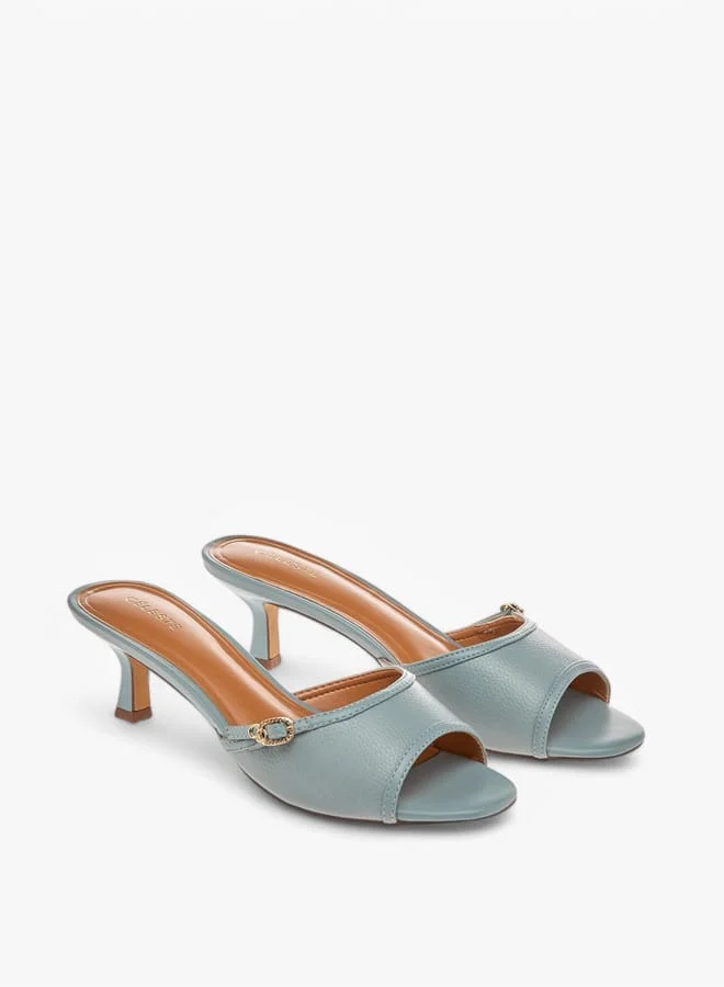 سيليست صنادل نسائية سهلة الارتداء بكعب قطة وزخرفة بإبزيم