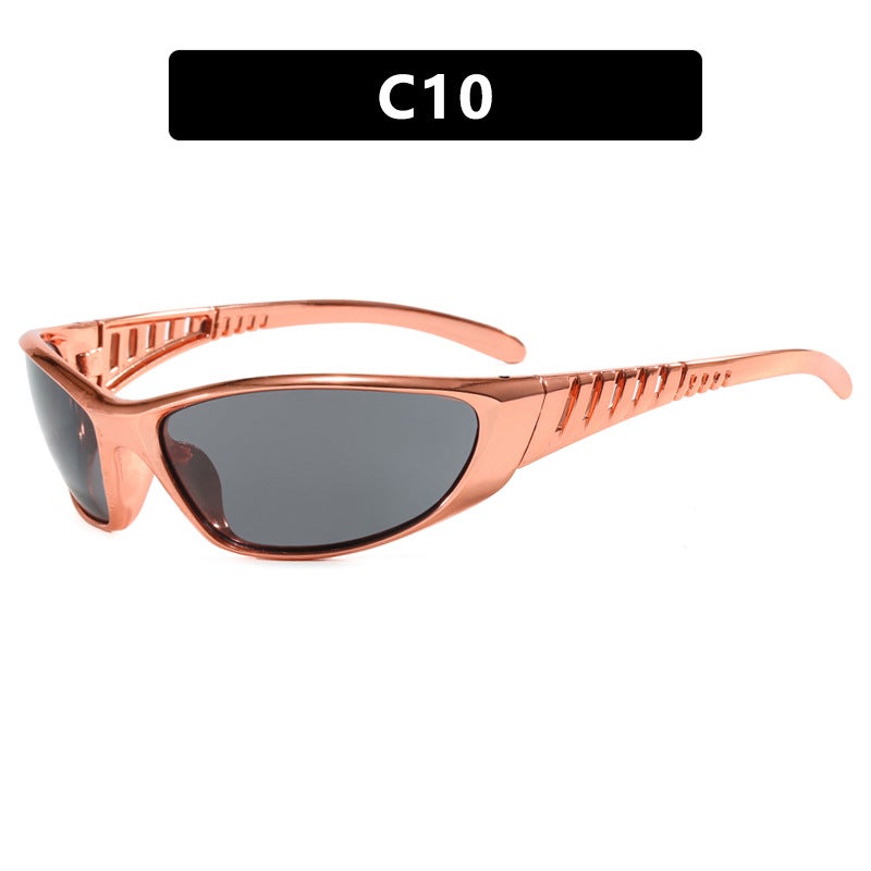 Generic Futuristic Sunglasses Y2K Retro Chic Women Gold frame gray piece