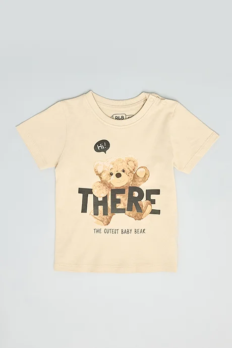أر أند بي Printed T-Shirt with Crew Neck and Short Sleeves