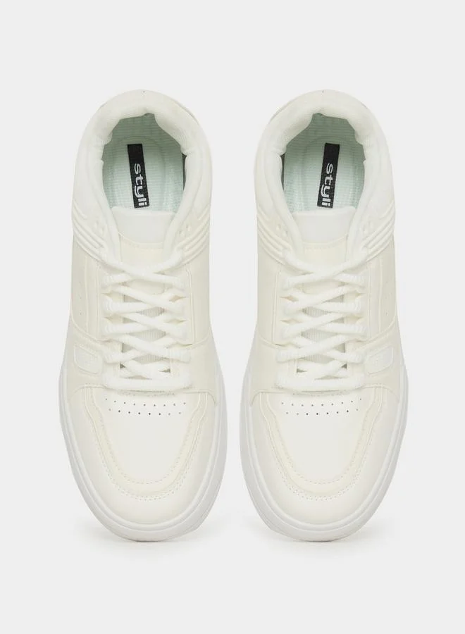Styli Block Pattern Platform Sole Sneakers