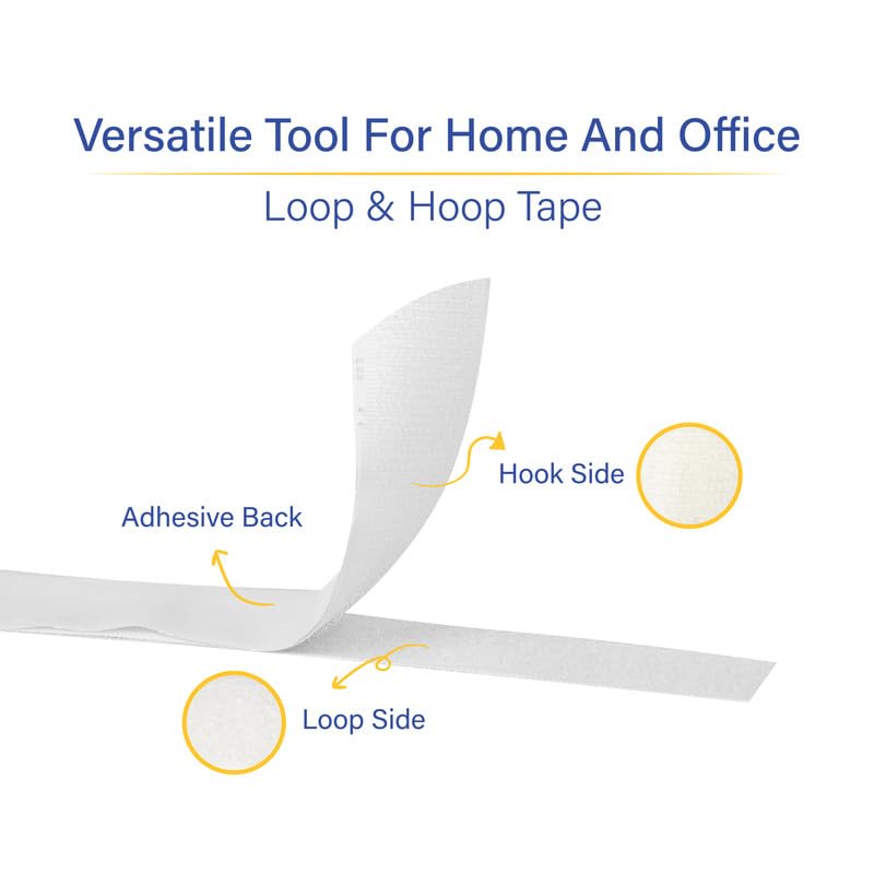 Hook Loop WELPRO Nylon Self Adhesive Strong Glue Fastener Interlocking Tape for Sewing Crafts, DIY, Clothes, Shoes | Sticky Back Hook & Loop Tape for Stationary, Tools (White, 25MM, 5MTR) - Image 3