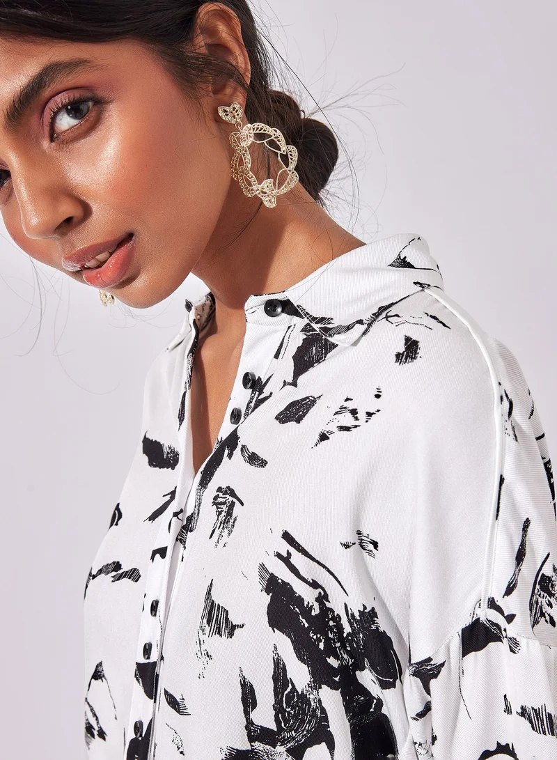 The Label Life Abstract Graphic Print Oversized Shirt