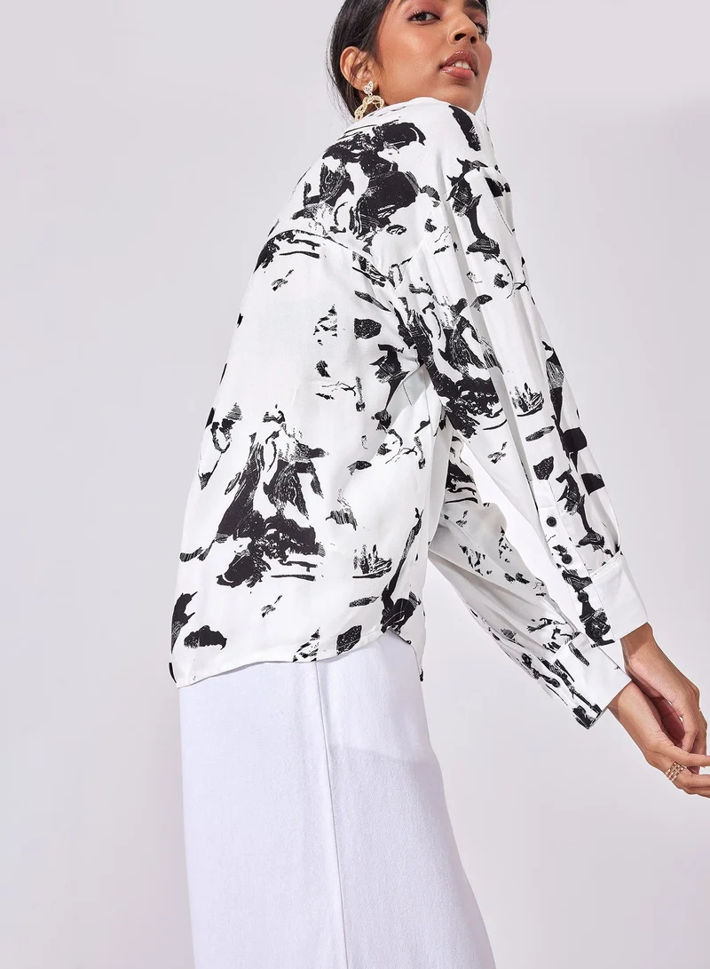The Label Life Abstract Graphic Print Oversized Shirt