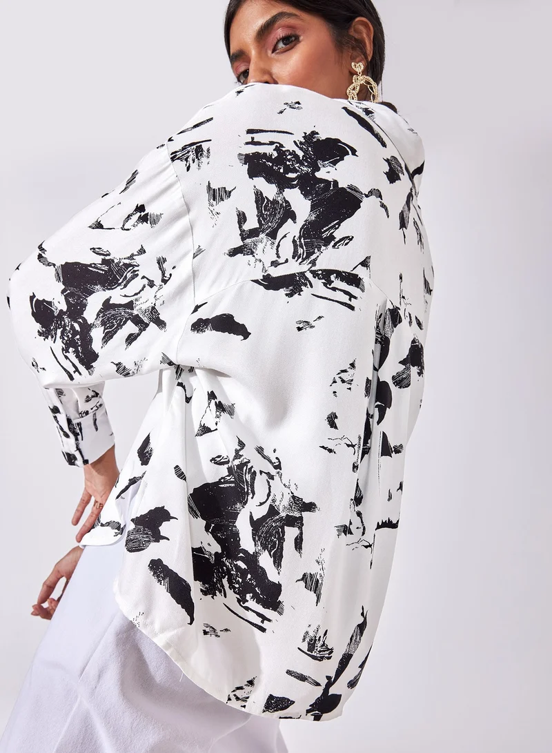The Label Life Abstract Graphic Print Oversized Shirt