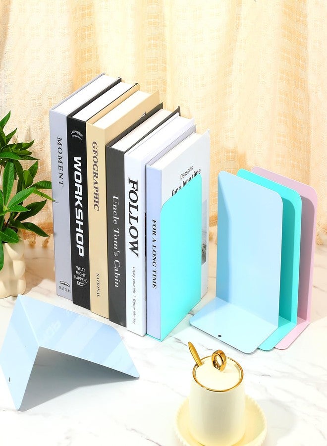 mekueeex 6 Pairs Metal Bookends Book Stopper for Shelves Office Book Holder Library Bookend for Heavy Books Desk Home Bookshelf School - Image 4