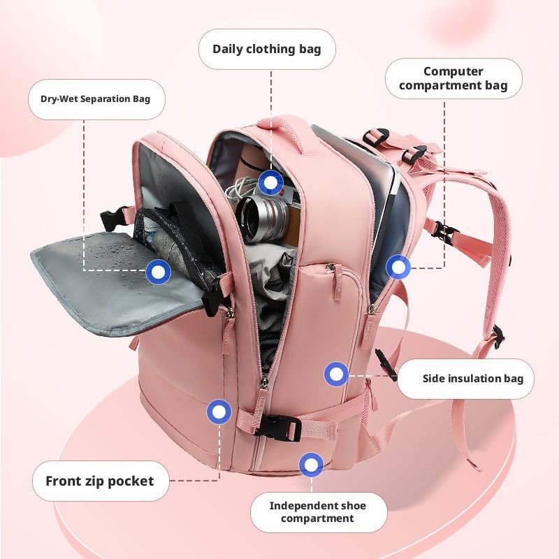 Unisex Travel Laptop Backpack with Wet-Dry Separation, Large Capacity Cabin Bag - Image 2