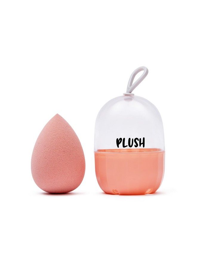 Plush Peachy Puff Microfiber Beauty Blender With Case ; Makeup Sponge That Saves Up To 60% Makeup ; Teardrop Cut ; For All Makeup Formulations ; Crueltyfree ; Latexfree ; Vegan - Image 2