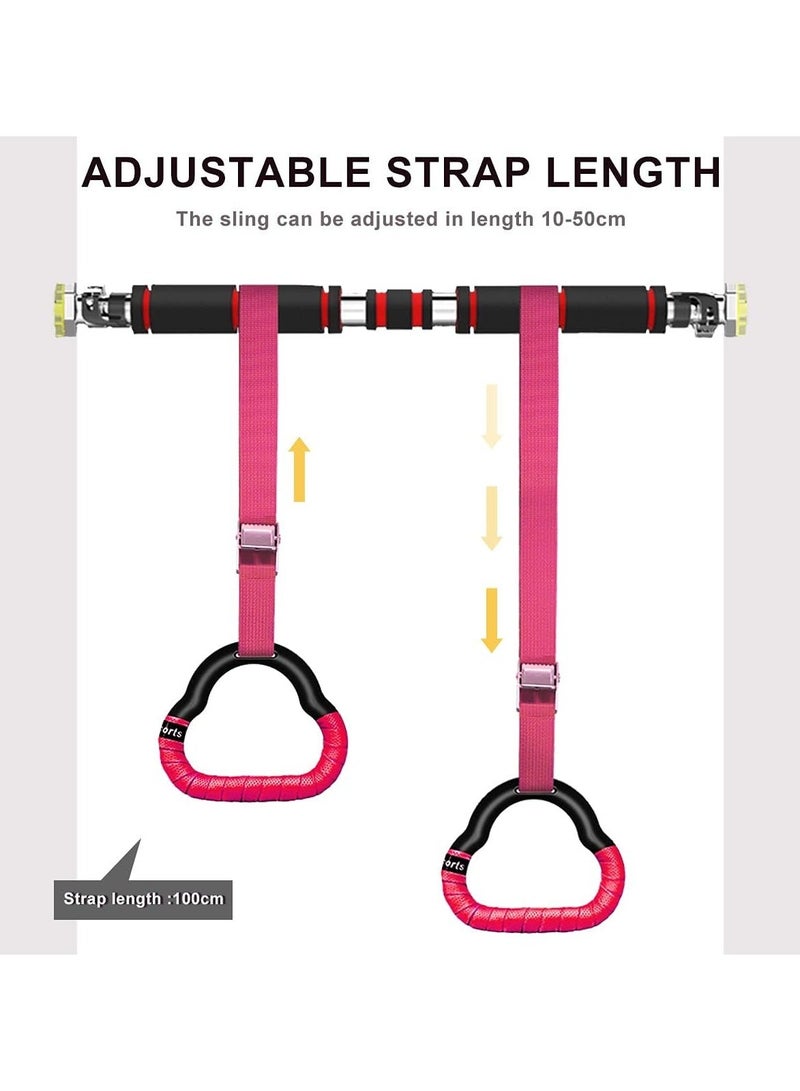 Y&D Gymnastic Rings Set, Childrens Home Fitness Training Equipment, with Adjustable Buckle Heightening Pull Ring, for Physical Used Indoor Horizontal Bar, Children Exercise Up - Image 5