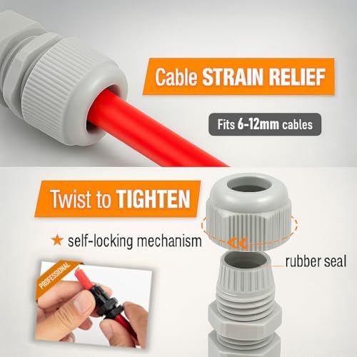 MGI SpeedWare Strain Relief Nylon Cord Grip Cable Glands, 20-Pack White (1/2" NPT) - Image 4