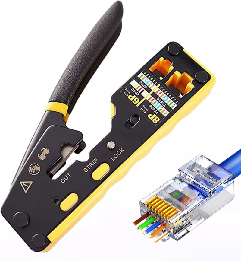 Gaobige Network Tool kit, RJ45 Crimp Tool kit Pass Through Crimper Cat6 Cat5 Cat5e Crimping Tool, Wire Tracker, 110/88 Punchdown Tool, Stripper, Cutter, Cat6 Pass Through Connectors - Image 3