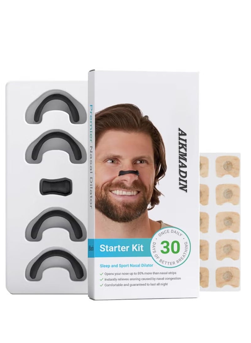 AIKMADIN - Anti-snoring nose patch Comfortable anti-snoring device (30 Count, Black) - Boost Oxygen Intake, Reduce Snoring, Improve Sleep Quality - Sweat Resistant, Skin Safe Nasal Strips - Extra Strength Snoring Solution - Image 1