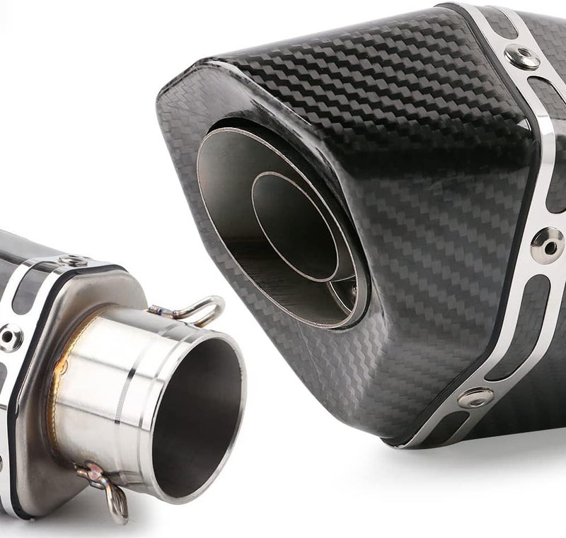 PACEWALKER 38-51mm Real Carbon Fiber Motorcycle Exhaust Muffler, Universal Motorbike Exhaust Muffler with Detachable DB Killer for Scooter, ATV, Street Bike, Yamaha, Suzuki (Real Carbon Fiber) - Image 2