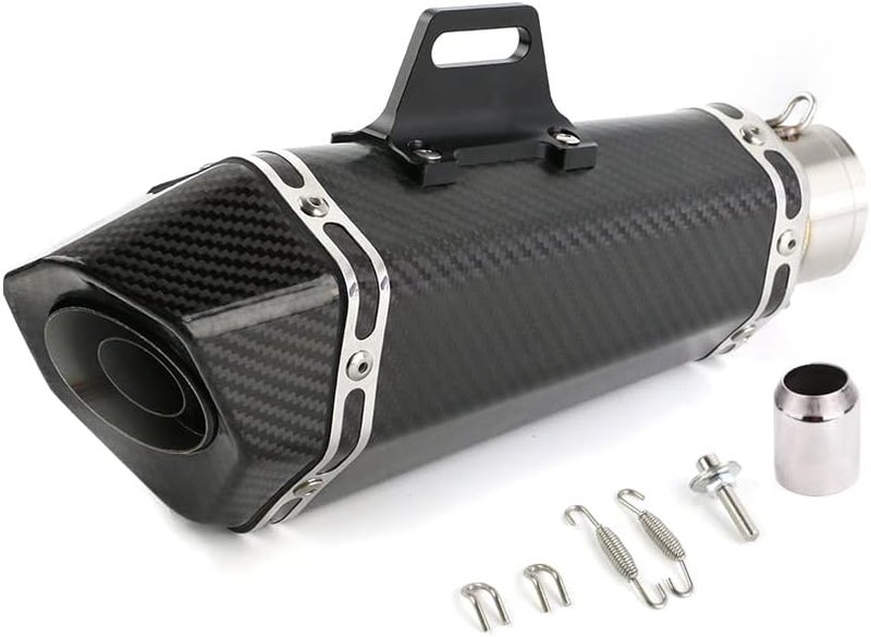 PACEWALKER 38-51mm Real Carbon Fiber Motorcycle Exhaust Muffler, Universal Motorbike Exhaust Muffler with Detachable DB Killer for Scooter, ATV, Street Bike, Yamaha, Suzuki (Real Carbon Fiber) - Image 1