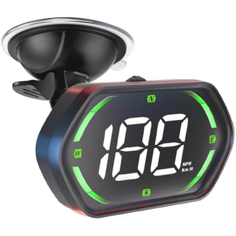 أنكوفو جهاز قياس السرعة العالمي الرقمي GPS HUD للسيارات - شاشة رأس جديدة 2025 مع MPH / KMH ، إنذار السرعة الزائدة ، تنبيه التعب ، خط LED كبير ، USB Plug & Play ، سطوع تلقائي - يناسب جميع المركبات (أخضر) - Image 1