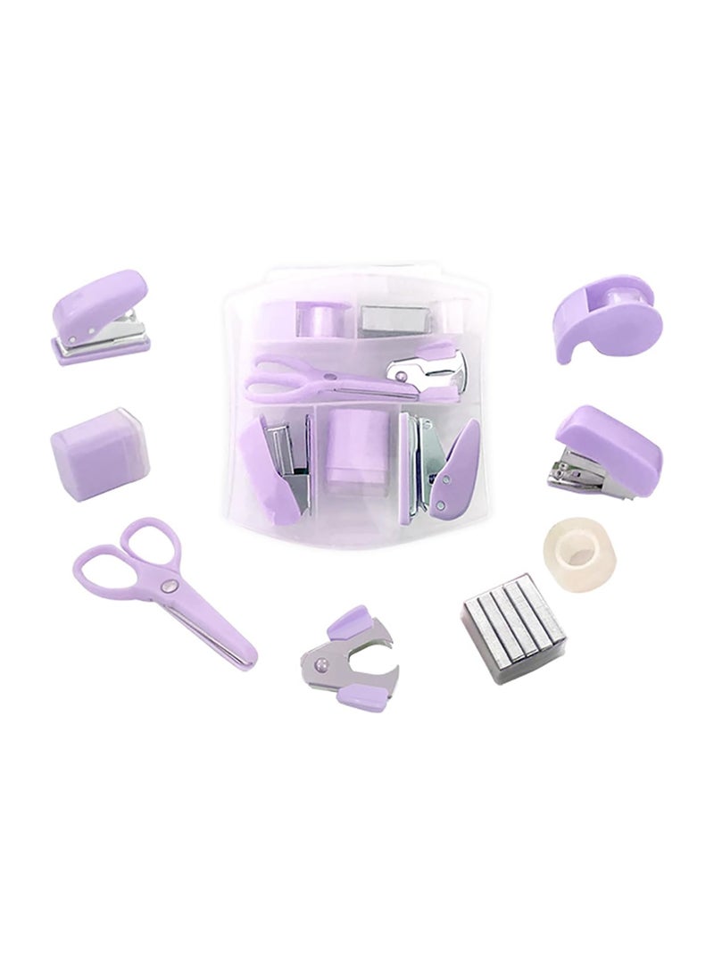 8-Piece Mini Office Supplies Kit Mini School Supplies - Includes Mini Stapler, Scissors, Staple Remover, Hole Punch, Pencil Roller, Tape Dispenser - Image 1