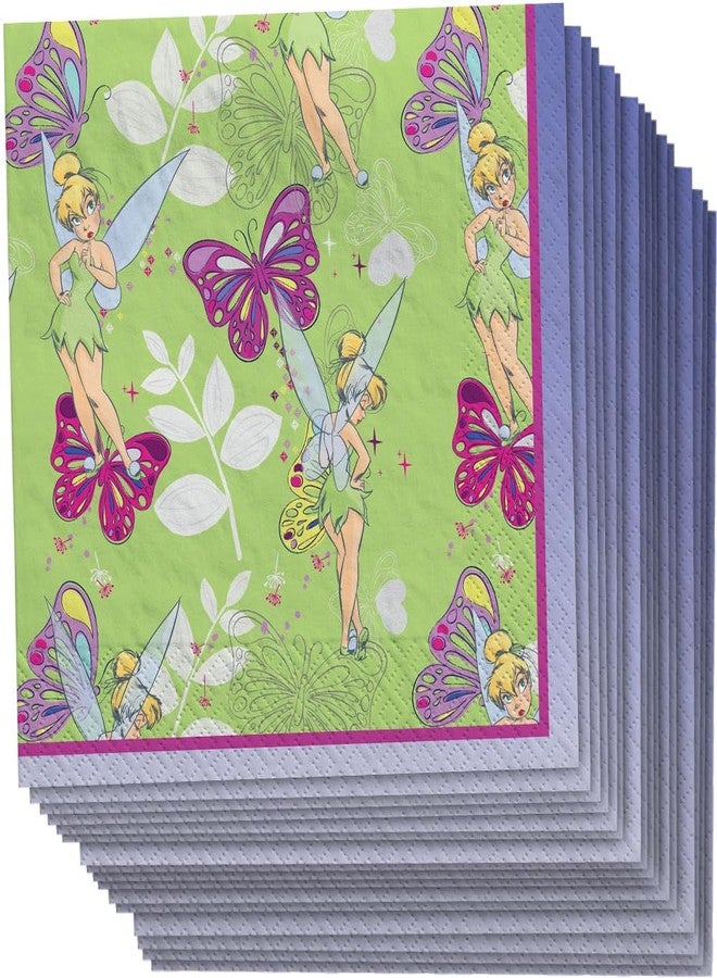 Amscan Multicolor Tinkerbell Beverage Paper Napkins (5" x 5") 16 Count - Premium Quality & Absorbent Napkins, Perfect For Themed Parties & Events - Image 1