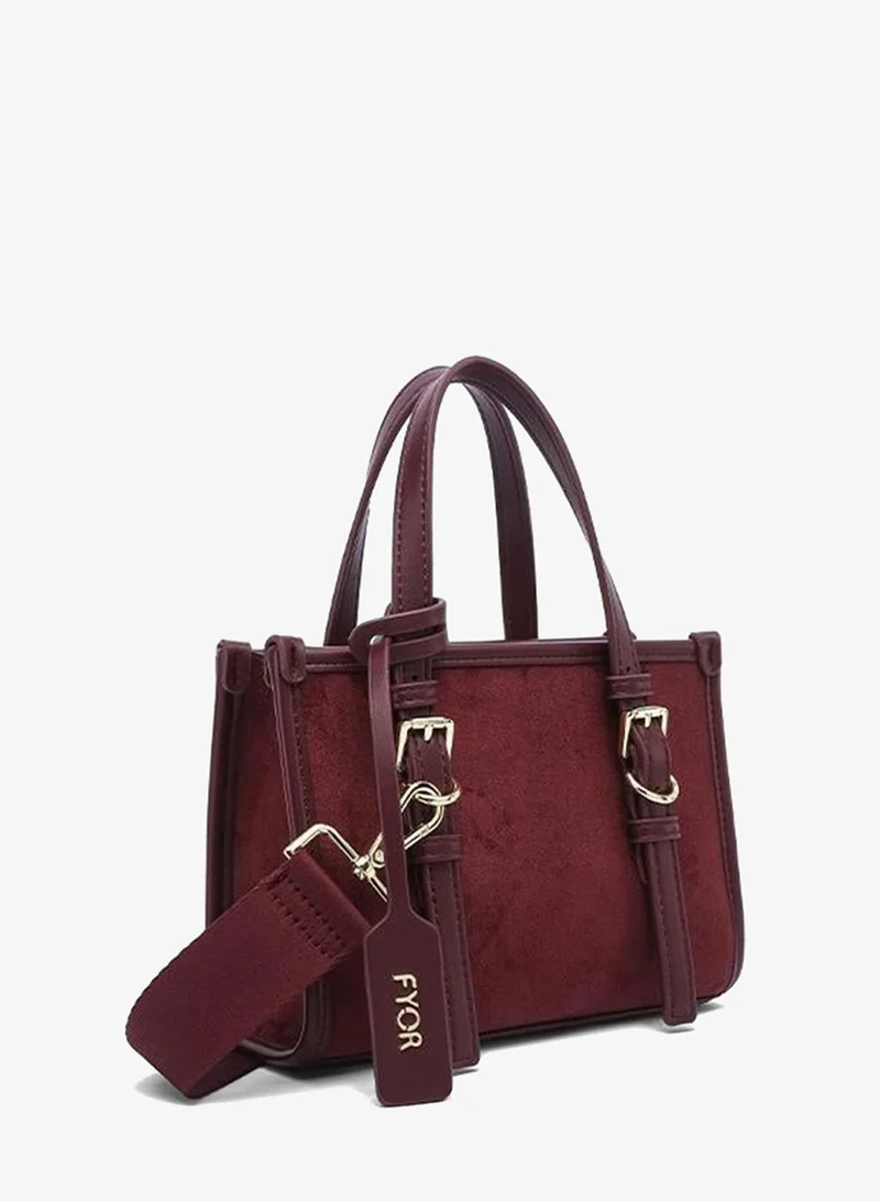 Fyor Buckled Suede-Finish Mini Tote DR 015