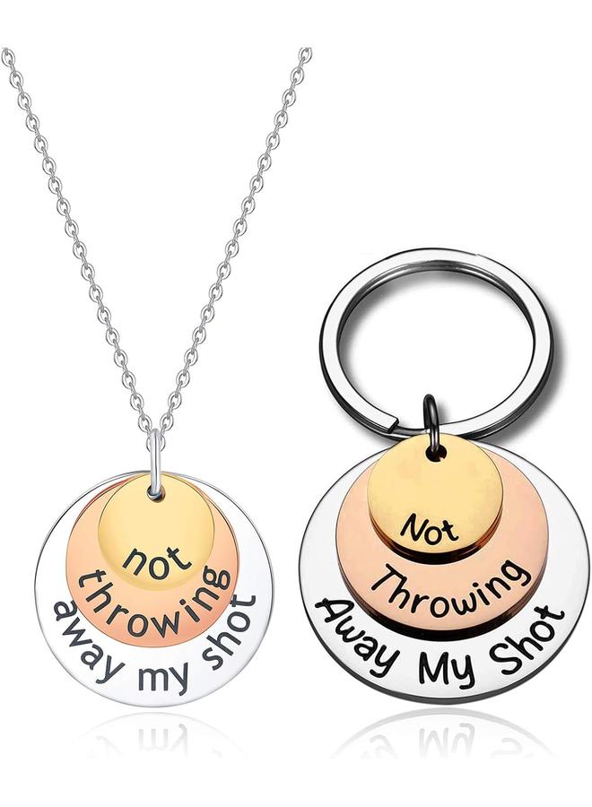 الأزرق جي دبليو مجموعة قلادة ثلاثية الطبقات وسلسلة مفاتيح للنساء هدايا هاميلتون مجوهرات مستوحاة من برودواي الموسيقية - Image 1