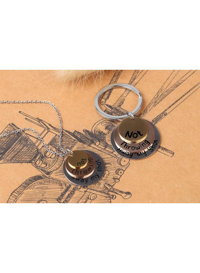 الأزرق جي دبليو مجموعة قلادة ثلاثية الطبقات وسلسلة مفاتيح للنساء هدايا هاميلتون مجوهرات مستوحاة من برودواي الموسيقية - Image 4