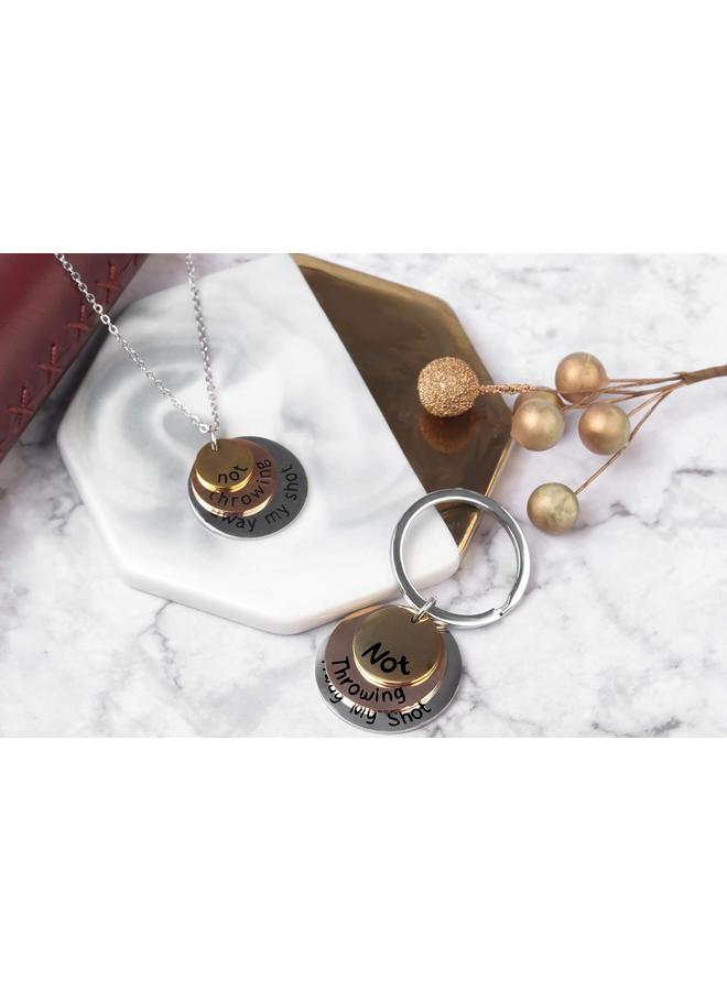 الأزرق جي دبليو مجموعة قلادة ثلاثية الطبقات وسلسلة مفاتيح للنساء هدايا هاميلتون مجوهرات مستوحاة من برودواي الموسيقية - Image 2