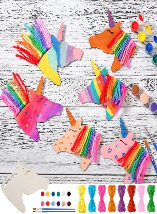Geelin 24 Pcs Wooden Horse Craft Unfinished Wooden Cutouts Horse Painting Kit Unicorn Ornament DIY Cowboy Craft Gift Tags Paint You Own Horse for Art Activity Party Favors Home Decoration(Unicorn) - Image 1