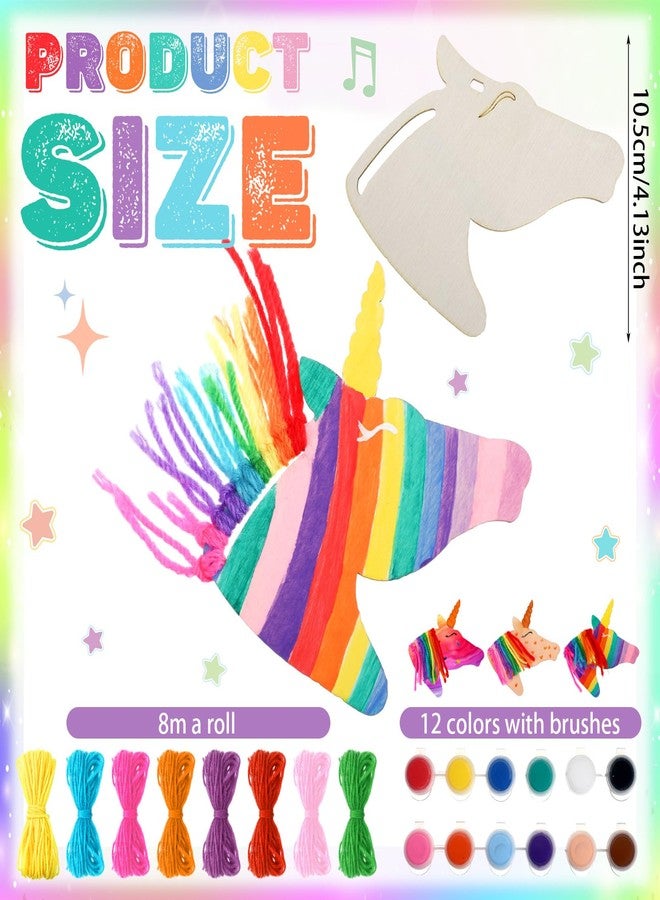 Geelin 24 Pcs Wooden Horse Craft Unfinished Wooden Cutouts Horse Painting Kit Unicorn Ornament DIY Cowboy Craft Gift Tags Paint You Own Horse for Art Activity Party Favors Home Decoration(Unicorn) - Image 2