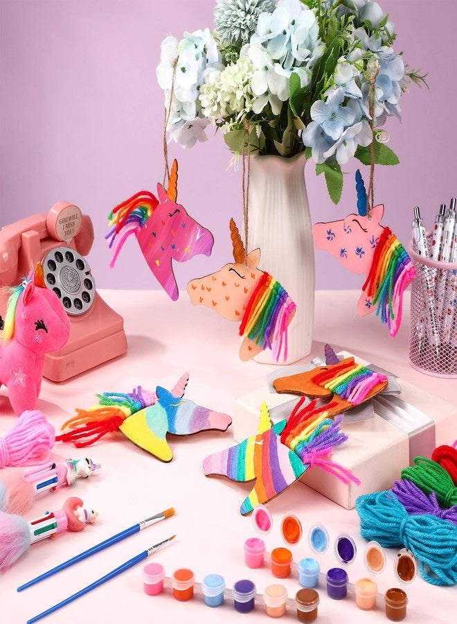 Geelin 24 Pcs Wooden Horse Craft Unfinished Wooden Cutouts Horse Painting Kit Unicorn Ornament DIY Cowboy Craft Gift Tags Paint You Own Horse for Art Activity Party Favors Home Decoration(Unicorn) - Image 4