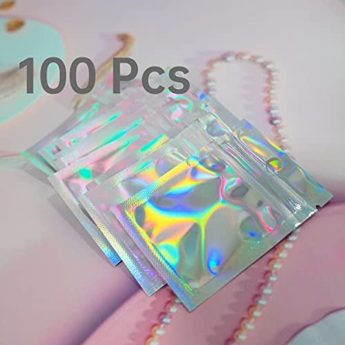 Trunple Resealable Foil Pouch Bag [100 PCS ] Great for Party Favor Food Storage (Holographic Color, 3 x 4 Inch) - Image 2