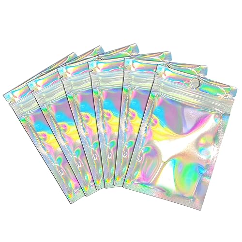 Trunple Resealable Foil Pouch Bag [100 PCS ] Great for Party Favor Food Storage (Holographic Color, 3 x 4 Inch) - Image 1