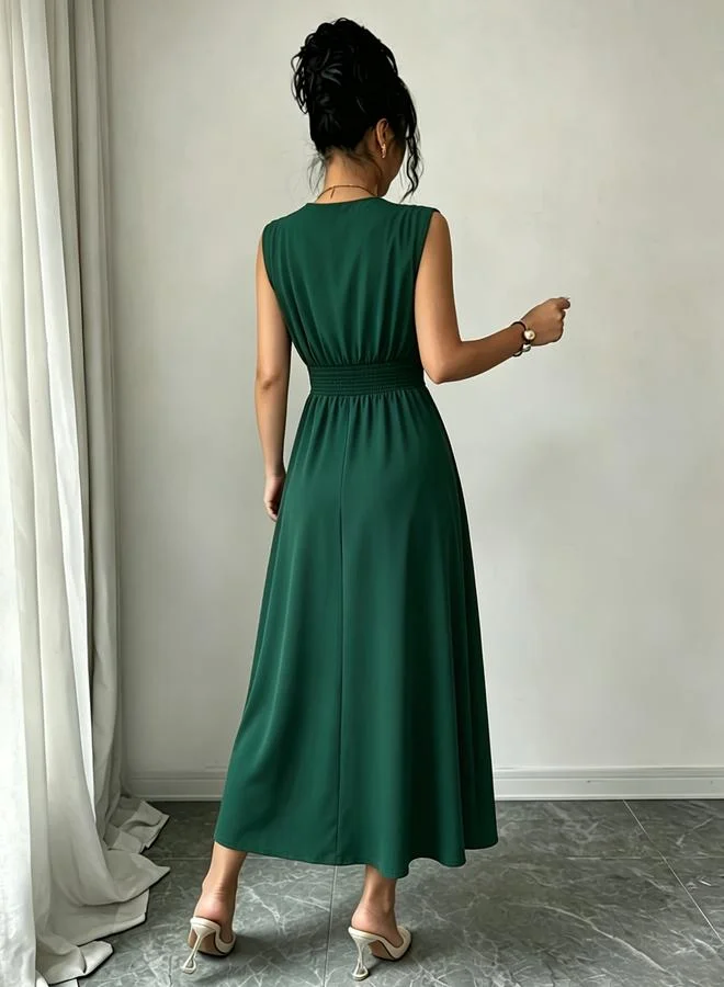 Take Two forest green Women's solid color sleeveless dress for Women | Best Price UAE