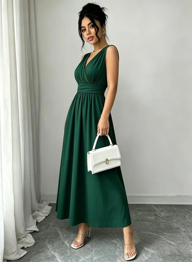 Take Two forest green Women's solid color sleeveless dress for Women | Best Price UAE