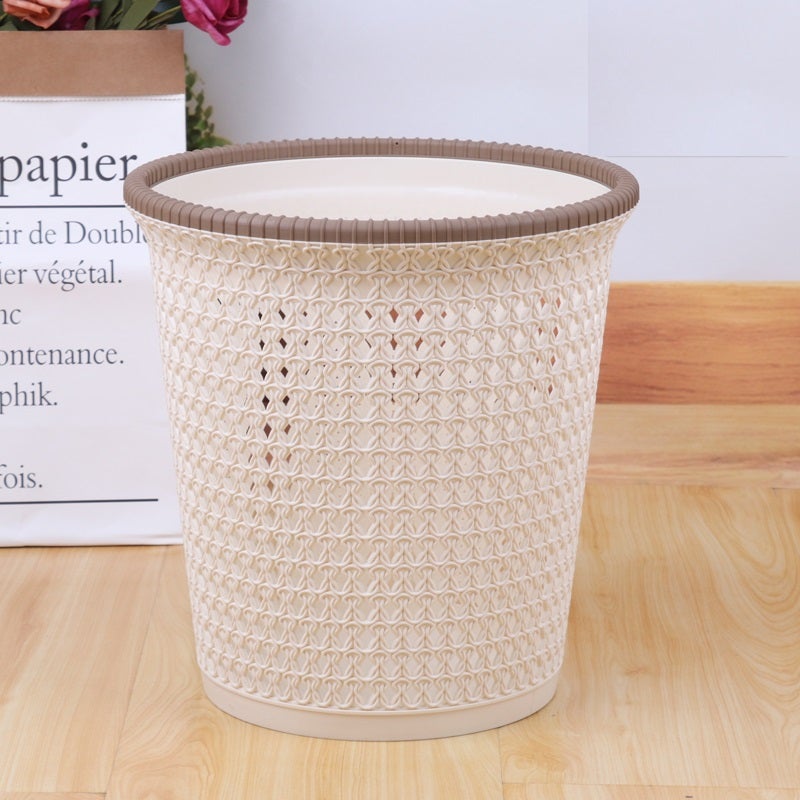 Jian'an Hollow-Out Woven-Style Trash Bin | 27.5*29cm, Breathable, Classified Storage, Sleek Look (1pc) - Image 3