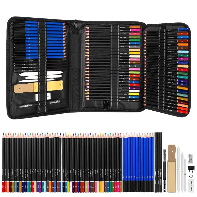 Artownlar 100% Non-Toxic 71 Pieces Professional Sketching Kit for Artists, Shading Drawing Case with Premium Graphite Charcoal Sketch Pencil Kit, Drawing Kit, Art Supplies, Best Gift for Artists, DIY - Image 1