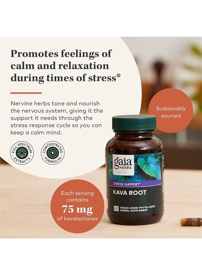 Gaia Herbs جذر الكافا - يساعد في الحفاظ على شعور بالهدوء الطبيعي والاسترخاء* خلال أوقات التوتر - مصنوع من أصناف الكافا النبيلة - 60 كبسولة سائلة نباتية (إمداد لمدة 20 يوم) - Image 3
