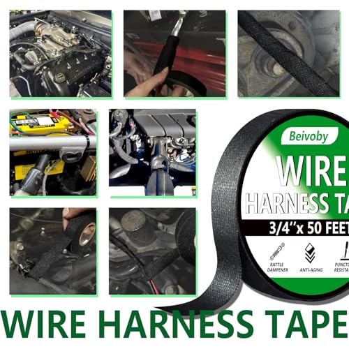 BEIVOBY 5 Rolls High Temp Wire Harness Tape (250FT Total) – OEM-Grade Automotive Cloth Fabric Tape for Engine Wiring Loom, Electrical Cable Protection & Noise Damping - 3/4 in x 50 ft - Image 3