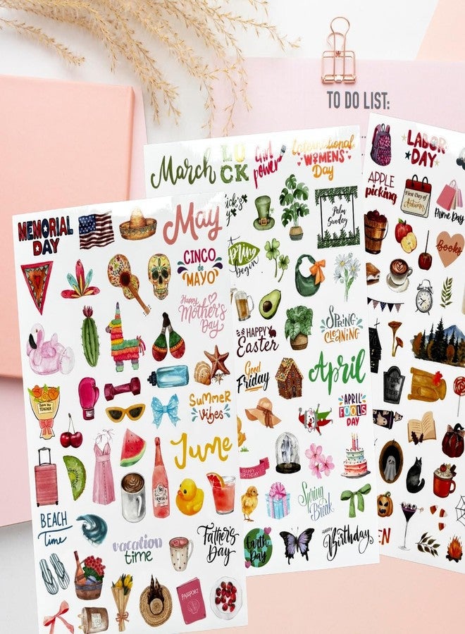 ملصقات تقويم العطلات السعيدة لعام 2025 من TriluckyDeco للمخططات النسائية - أجندة شهرية موسمية، دفتر قصاصات، دفتر يوميات، لوازم حرفية، زينة دفتر قصاصات بتصميم جمالي عتيق - Image 3