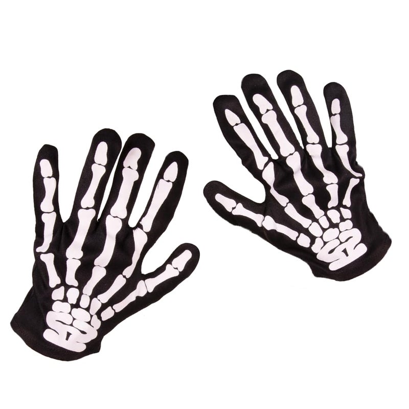 Kangaroo Skeleton Gloves, Skeleton Gloves Men, Reaper Gloves, Bone Gloves, Scary Halloween Costumes Skeleton Gloves, Stretchable Kids Halloween Skull Gloves, White Printed Skeleton Bones Black Gloves - Image 3