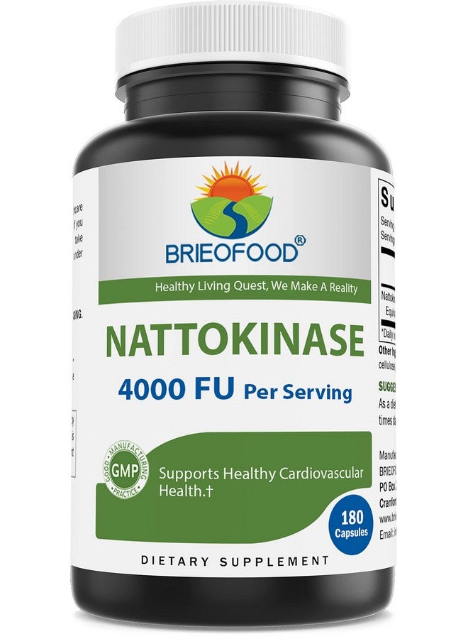 Brieofood Nattkinase 4000 Fu (Fibrinolytic Unit) Per Serving 180 Capsules Circulatory Health Support - Image 1
