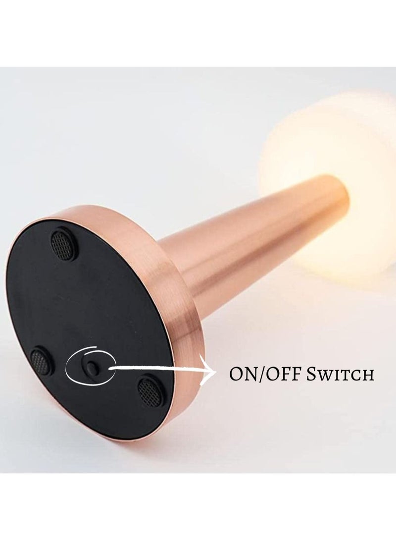 مصباح طاولة حديث لاسلكي محمول لا سلكي إضاءة 3 وات قابل للتعتيم 3 أوضاع تعمل باللمس LED مصباح مكتبي لاسلكي من الألومنيوم قابل لإعادة الشحن لمطعم قراءة ومقهى (ذهبي) - Image 5