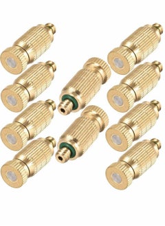 SYOSI Brass Misting Nozzle, 10 Pack High Pressure Spray Nozzle 10/24 UNC Outdoor Anti-drip Fogging Head System for Landscaping Cooling ( 0.012 Orifice )  - Image 1